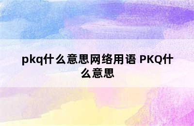 pkq什么意思网络用语 PKQ什么意思